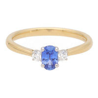 Sapphire and Diamond 18ct Yellow Gold Three Stone Ring (O) - Michael Jones Jeweller