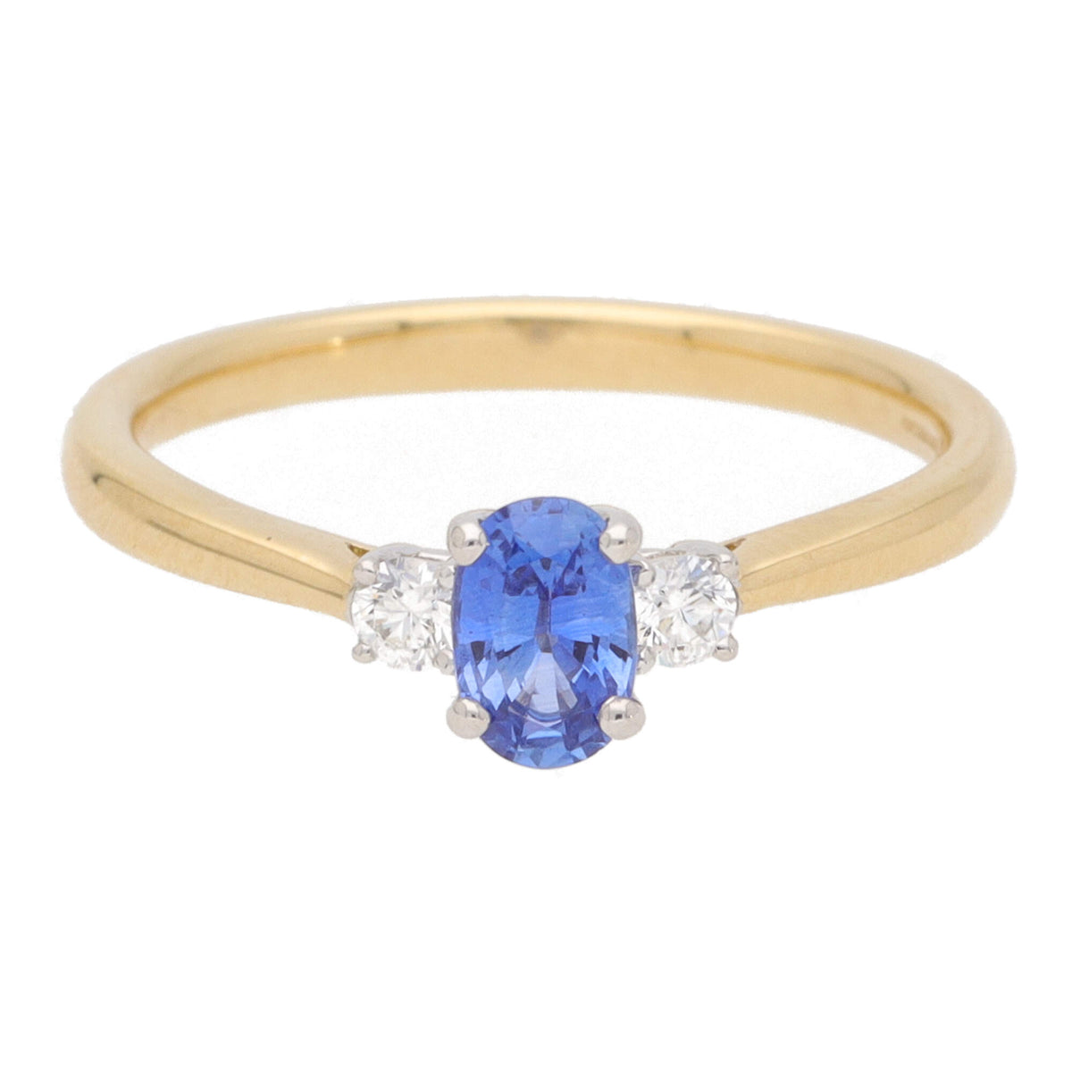 Sapphire and Diamond 18ct Yellow Gold Three Stone Ring (O) - Michael Jones Jeweller