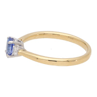 Sapphire and Diamond 18ct Yellow Gold Three Stone Ring (O)