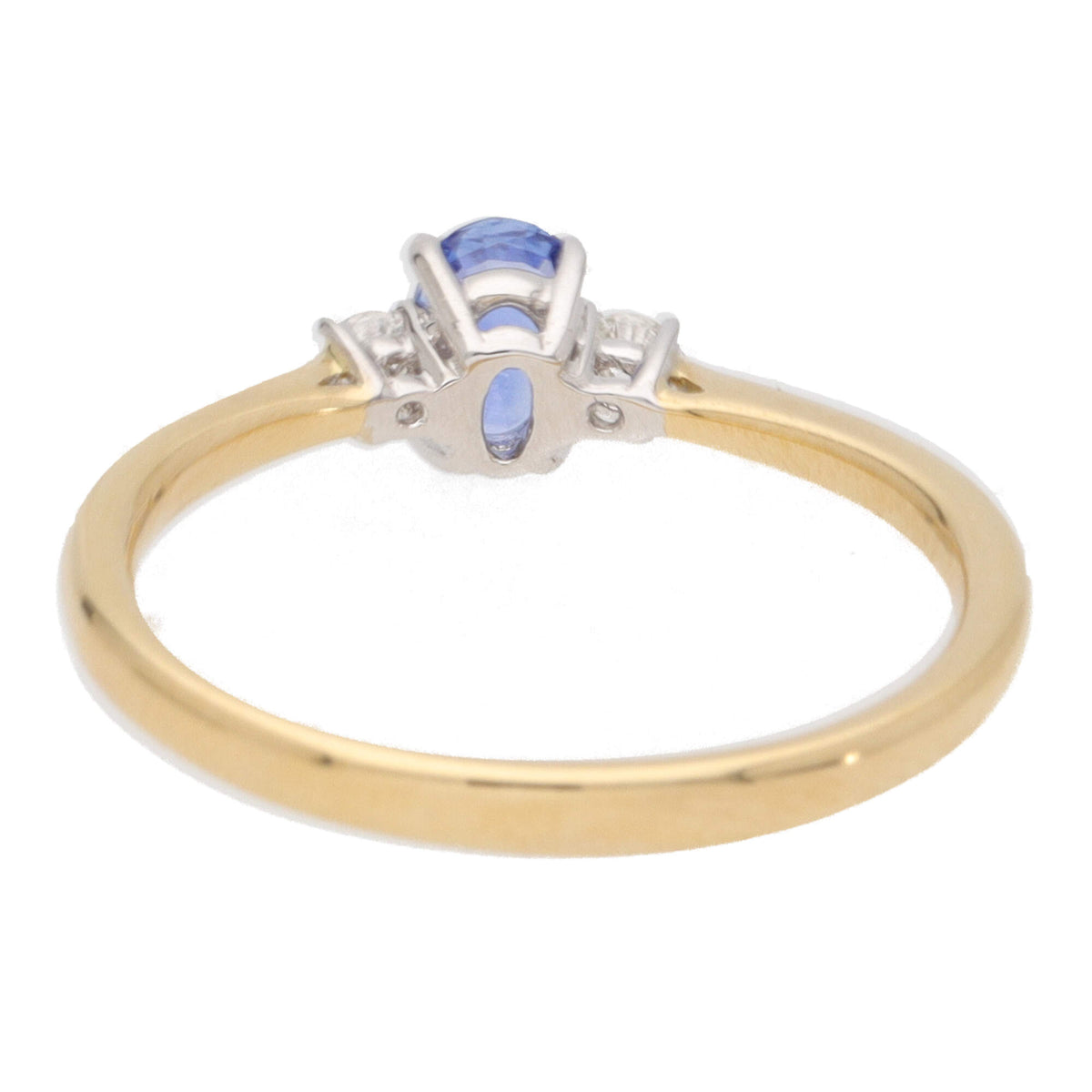 Sapphire and Diamond 18ct Yellow Gold Three Stone Ring (O) - Michael Jones Jeweller