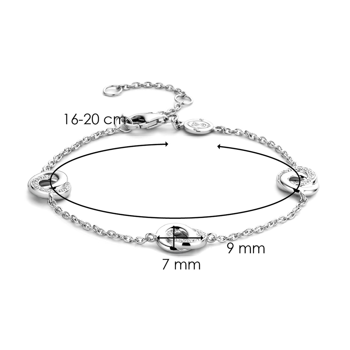 Ti Sento Cubic Zirconia Interlocking Link Bracelet