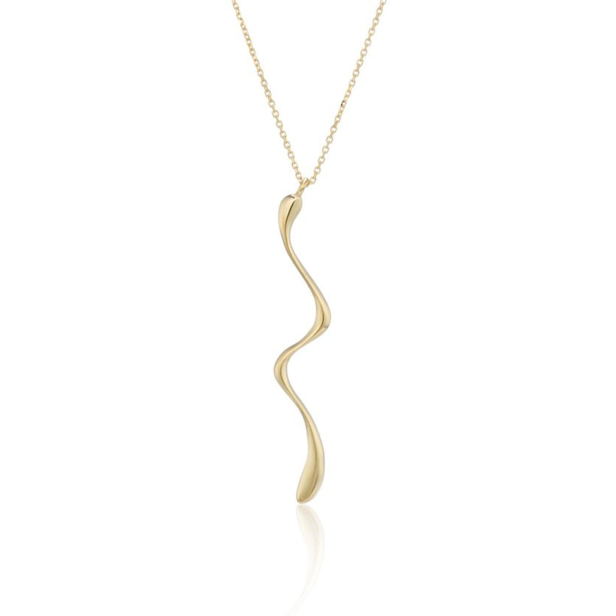 Long Squiggle 9ct Yellow Gold Pendant - Michael Jones Jeweller