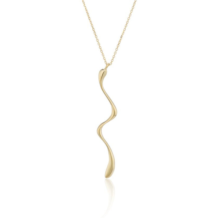 Long Squiggle 9ct Yellow Gold Pendant