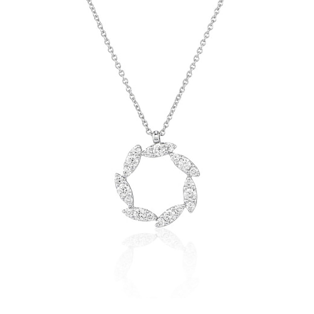 Diamond 18ct White Gold Marquise Circular Pendant - Michael Jones Jeweller