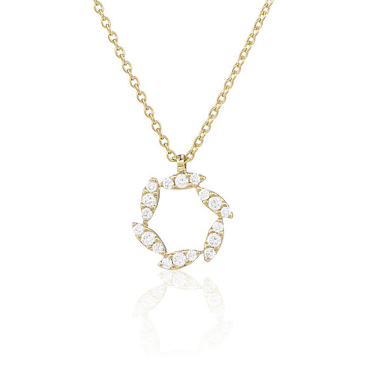 Diamond 18ct Yellow Gold Marquise Circular Pendant
