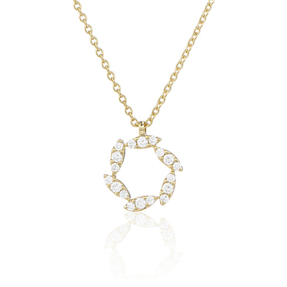 Diamond 18ct Yellow Gold Marquise Circular Pendant - Michael Jones Jeweller