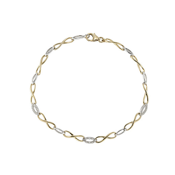 Diamond 9ct Yellow and White Gold Infinity Link Bracelet - Michael Jones Jeweller