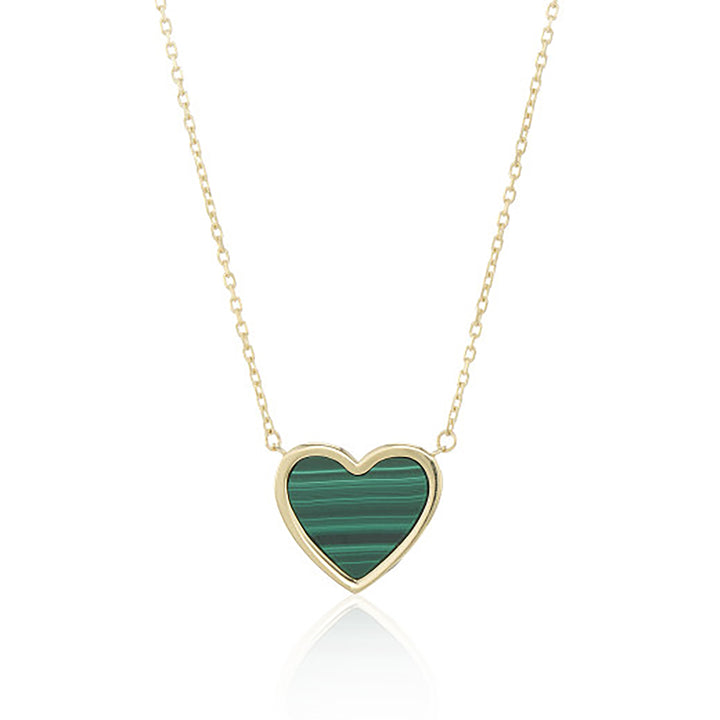 Malachite 9ct Yellow Gold Heart Necklace - Michael Jones Jeweller