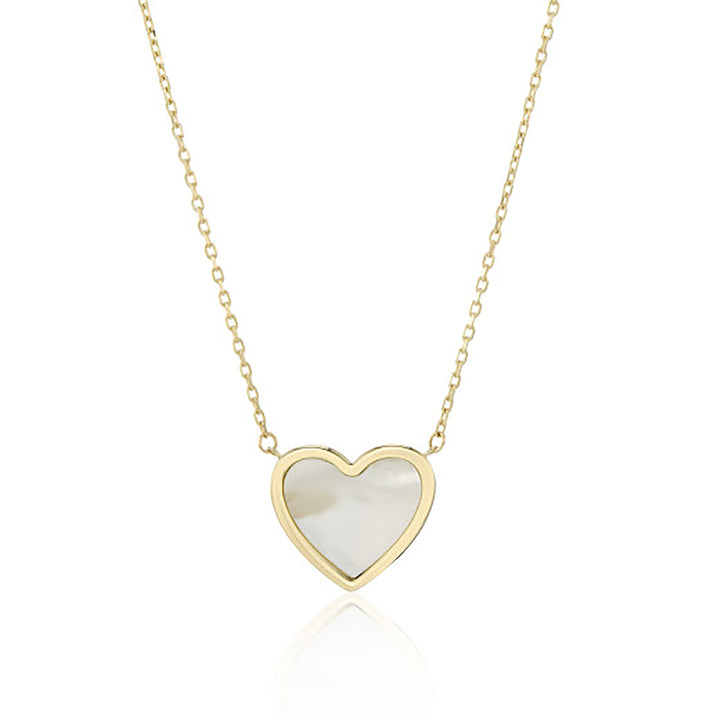Mother of Pearl 9ct Yellow Gold Heart Necklace