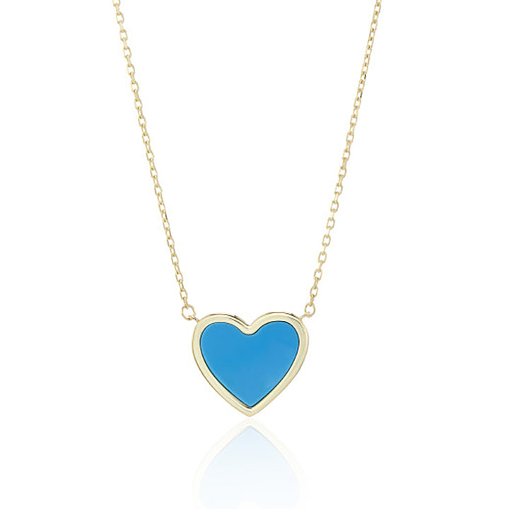 Turquoise 9ct Yellow Gold Heart Neckace - Michael Jones Jeweller