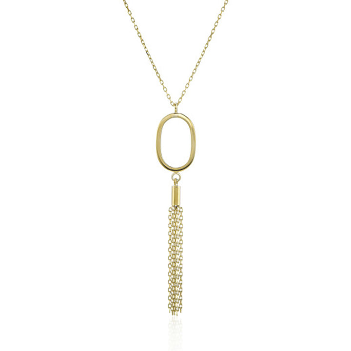 Oval 9ct Yellow Gold Tassle Drop Necklace - Michael Jones Jeweller