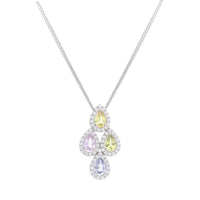 Multi Sapphire and Diamond 18ct White Gold Necklace - Michael Jones Jeweller