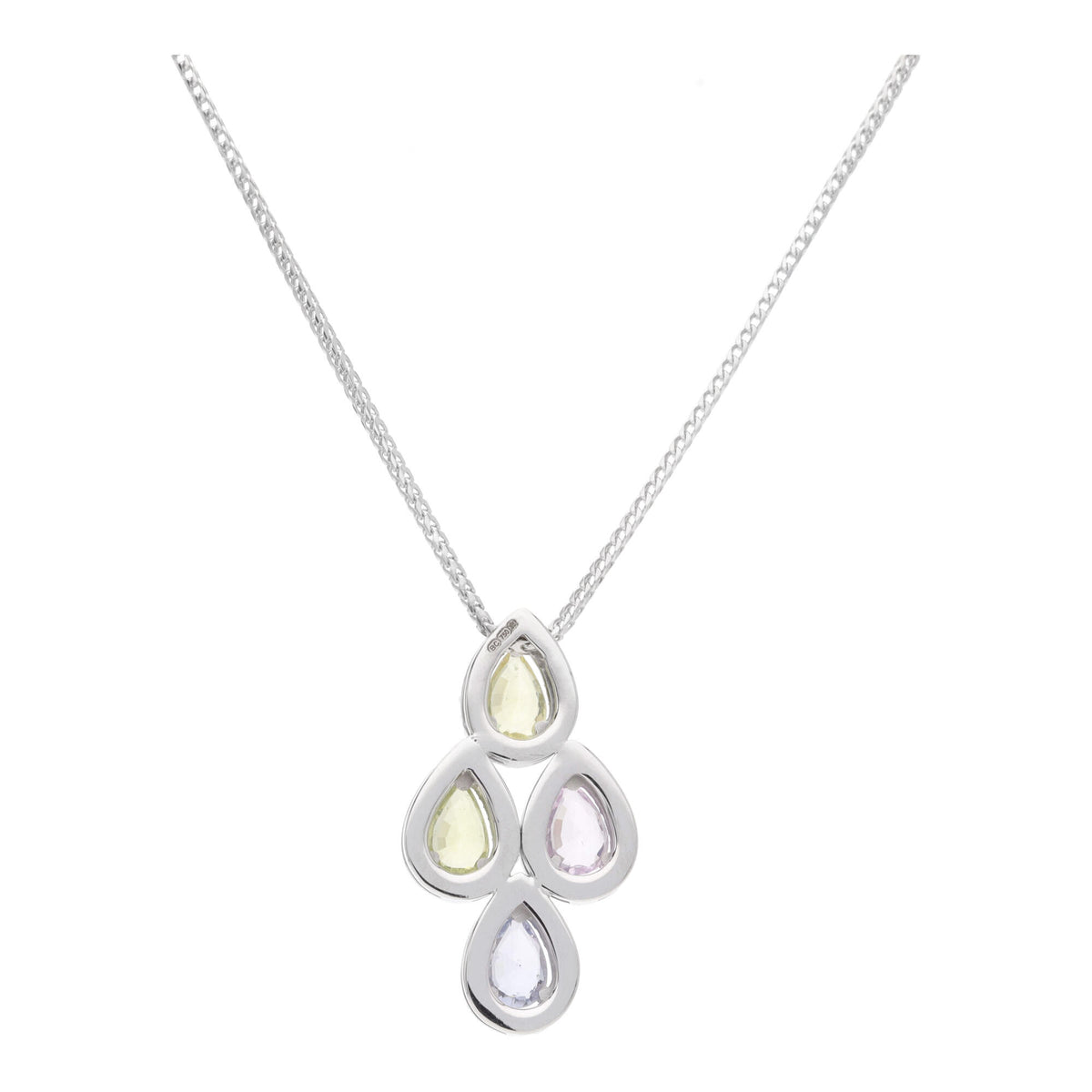 Multi Sapphire and Diamond 18ct White Gold Necklace - Michael Jones Jeweller