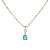 Emerald and Diamond 18ct Yellow Gold Oval Drop Necklace - Michael Jones Jeweller