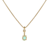 Emerald and Diamond 18ct Yellow Gold Oval Drop Necklace - Michael Jones Jeweller