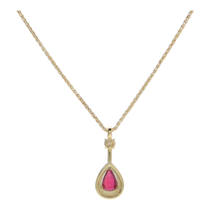 Ruby and Diamond 18ct Yellow Gold Pear Drop Cluster Necklace