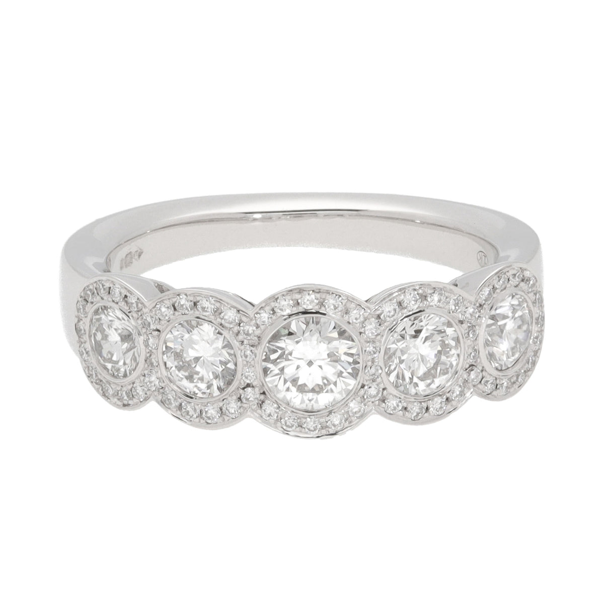 Diamond 18ct White Gold Cluster Five Stone Ring (N) - Michael Jones Jeweller