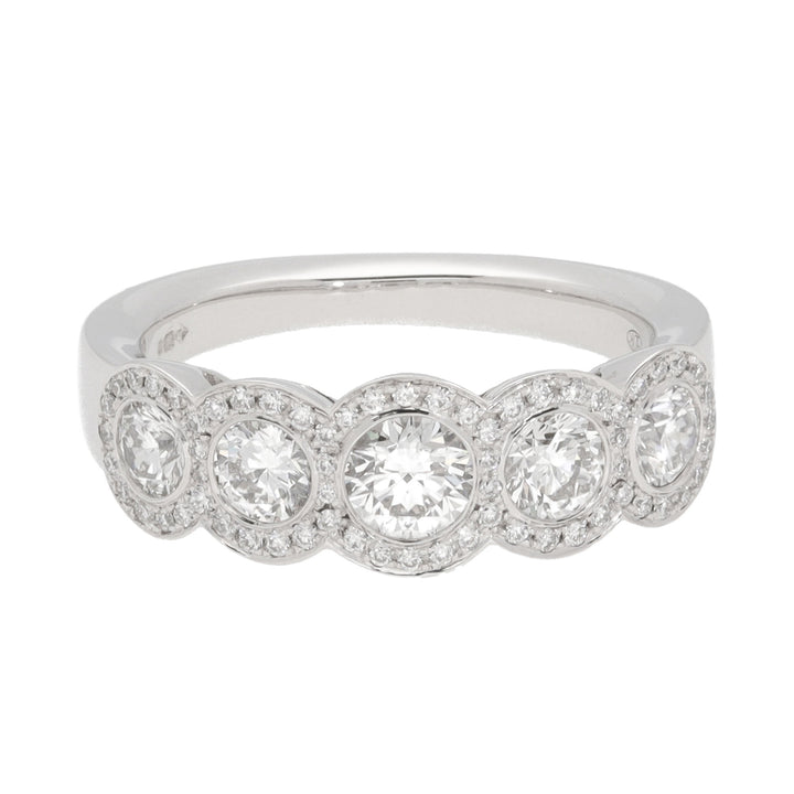 Diamond 18ct White Gold Cluster Five Stone Ring (N)