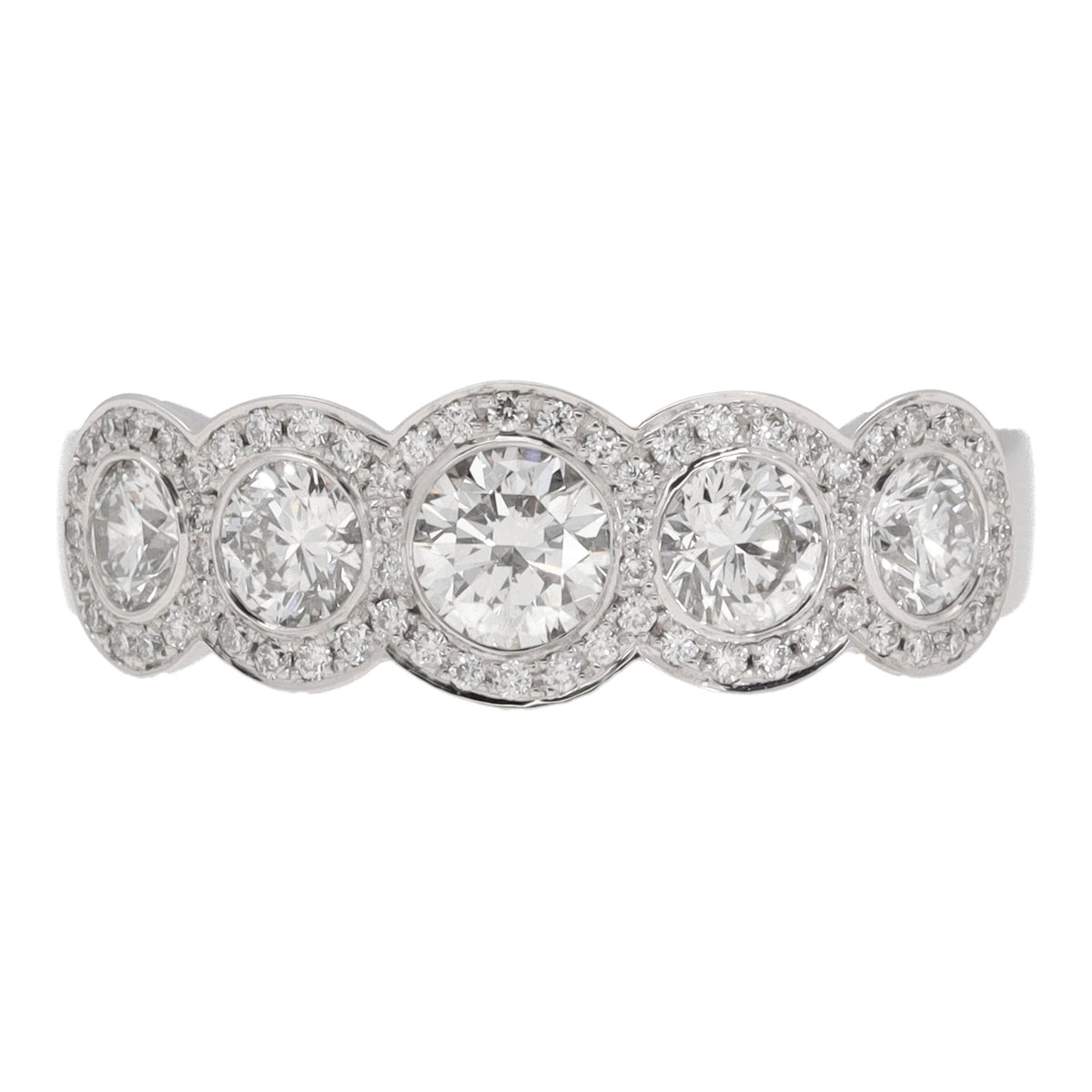 Diamond 18ct White Gold Cluster Five Stone Ring (N) - Michael Jones Jeweller
