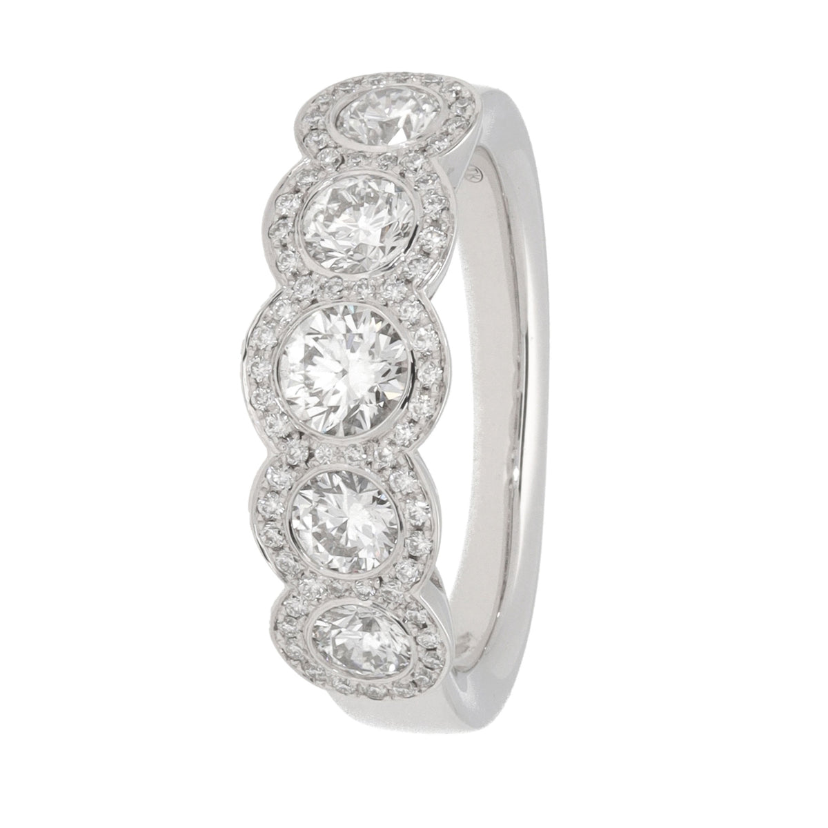 Diamond 18ct White Gold Cluster Five Stone Ring (N) - Michael Jones Jeweller
