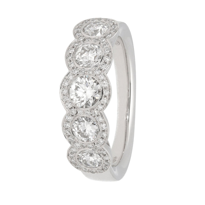 Diamond 18ct White Gold Cluster Five Stone Ring (N)
