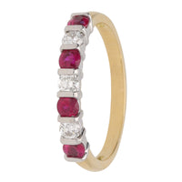 Ruby and Diamond Bar Set 18ct Yellow Gold Half Eternity Ring - Michael Jones Jeweller