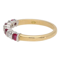 Ruby and Diamond Bar Set 18ct Yellow Gold Half Eternity Ring - Michael Jones Jeweller