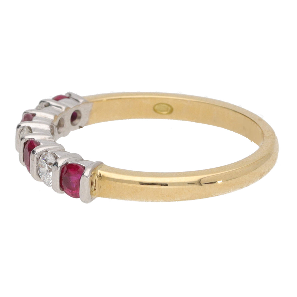 Ruby and Diamond Bar Set 18ct Yellow Gold Half Eternity Ring - Michael Jones Jeweller