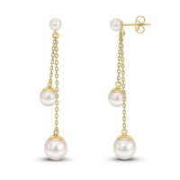 Freshwater Pearl 9ct Yellow Gold Double Drop Earrings - Michael Jones Jeweller