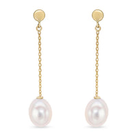 Freshwater Pearl 9ct Yellow Gold Drop Earrings - Michael Jones Jeweller