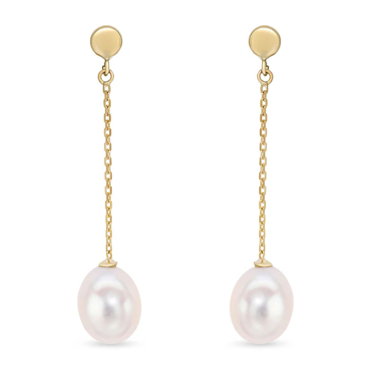 Freshwater Pearl 9ct Yellow Gold Drop Earrings - Michael Jones Jeweller