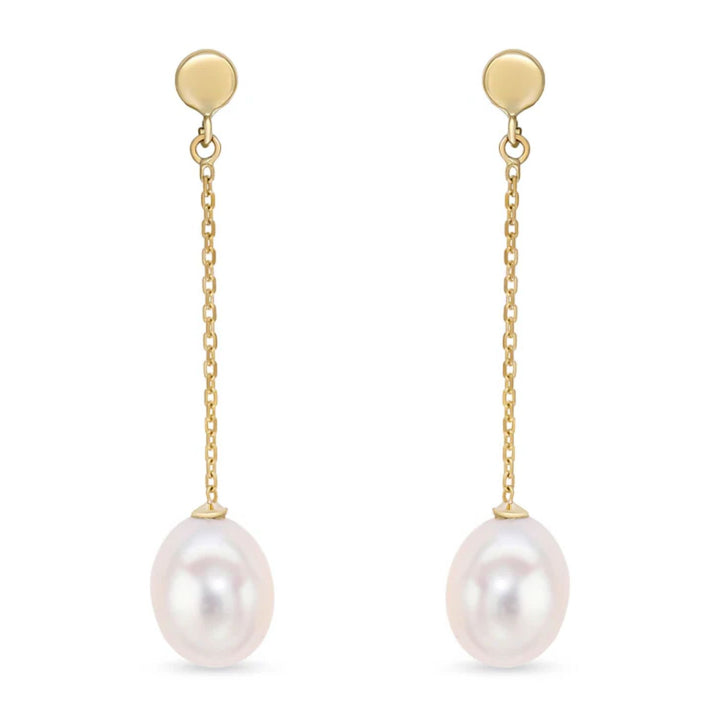 Freshwater Pearl 9ct Yellow Gold Drop Earrings