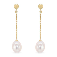 Freshwater Pearl 9ct Yellow Gold Drop Earrings