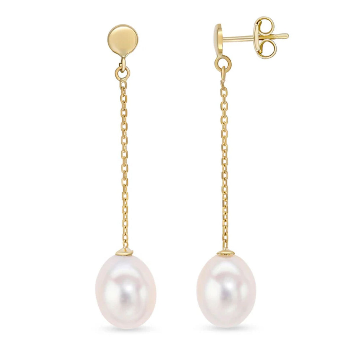 Freshwater Pearl 9ct Yellow Gold Drop Earrings - Michael Jones Jeweller