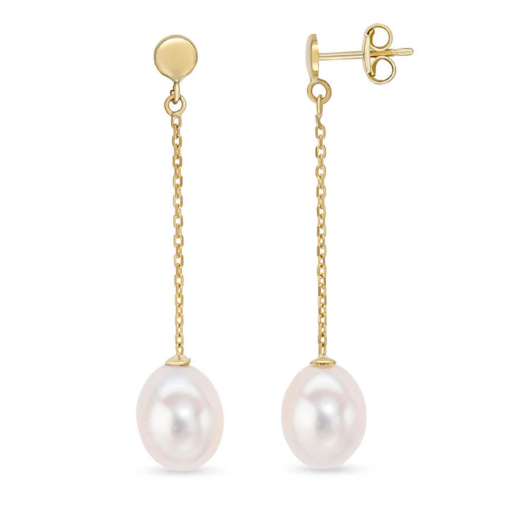 Freshwater Pearl 9ct Yellow Gold Drop Earrings