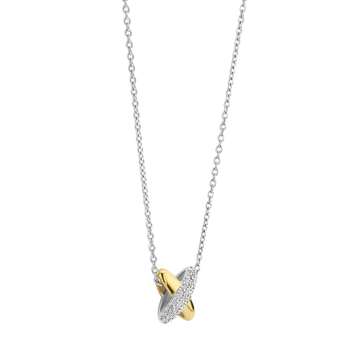Ti Sento Yellow Gold Plated Cubic Zirconia Cross Necklace 34003ZY