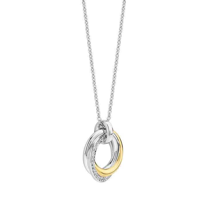 Ti Sento Yellow Gold Plated Cubic Zirconia Intertwined Circle Necklace - Michael Jones Jeweller
