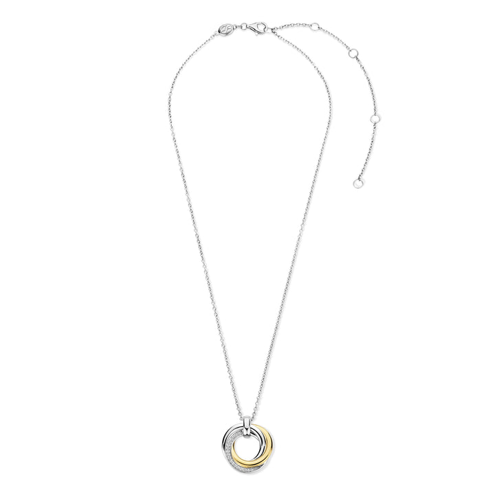 Ti Sento Yellow Gold Plated Cubic Zirconia Intertwined Circle Necklace - Michael Jones Jeweller