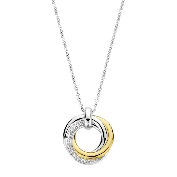 Ti Sento Yellow Gold Plated Cubic Zirconia Intertwined Circle Necklace - Michael Jones Jeweller