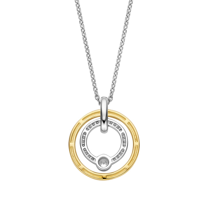 Ti Sento Yellow Gold Plated Cubic Zirconia Double Circle Necklace - Michael Jones Jeweller