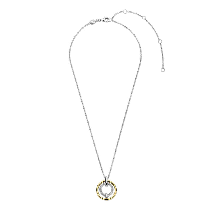 Ti Sento Yellow Gold Plated Cubic Zirconia Double Circle Necklace - Michael Jones Jeweller