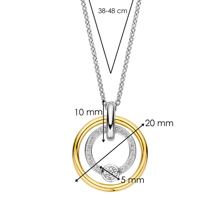 Ti Sento Yellow Gold Plated Cubic Zirconia Double Circle Necklace - Michael Jones Jeweller