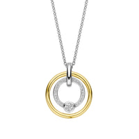 Ti Sento Yellow Gold Plated Cubic Zirconia Double Circle Necklace - Michael Jones Jeweller