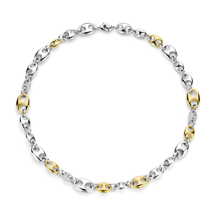 Ti Sento Yellow Gold Plated Cubic Zirconia Coffee Bean Necklace - Michael Jones Jeweller