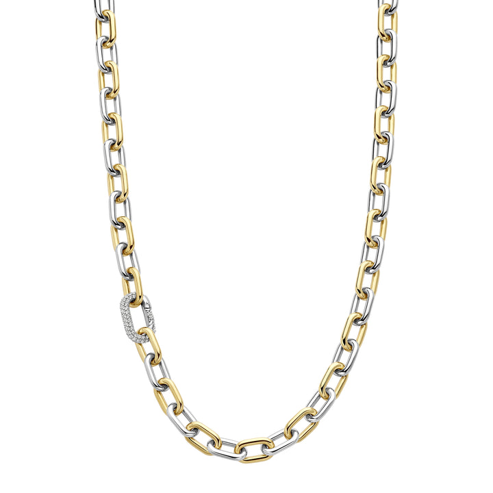 Ti Sento Yellow Gold Plated Cubic Zirconia Oval Link Necklace 34065ZY