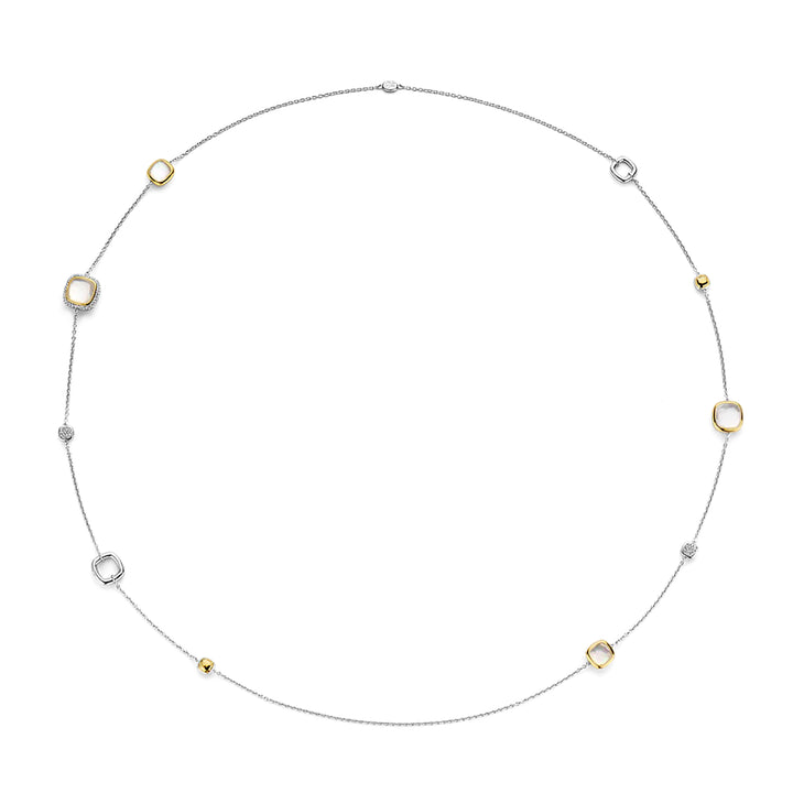 Ti Sento Yellow Gold Plated Grey Crystal and Cubic Zirconia Long Necklace - Michael Jones Jeweller