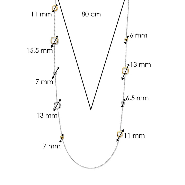 Ti Sento Yellow Gold Plated Grey Crystal and Cubic Zirconia Long Necklace - Michael Jones Jeweller