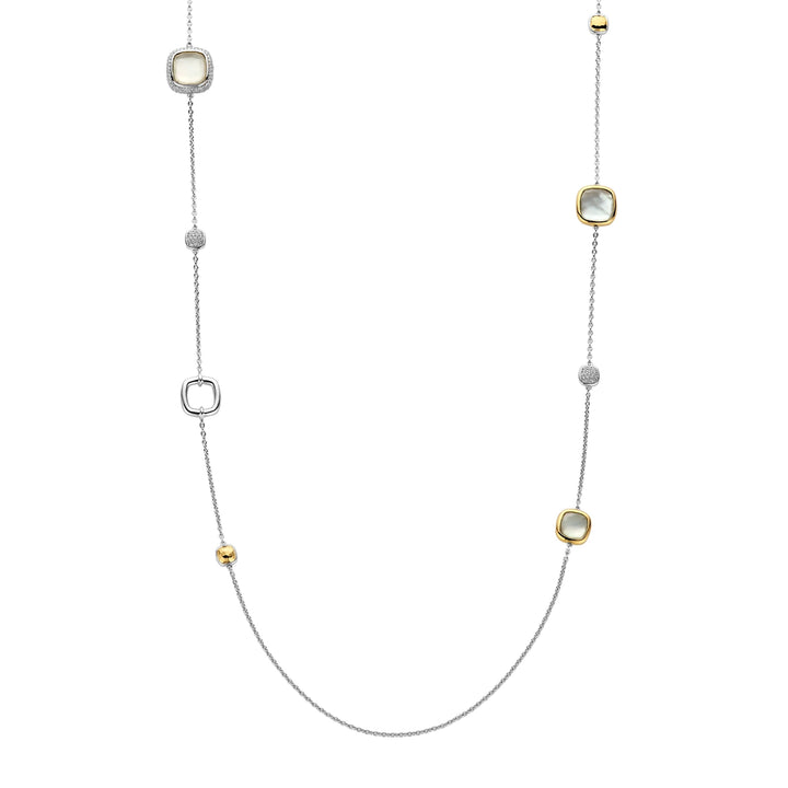 Ti Sento Yellow Gold Plated Grey Crystal and Cubic Zirconia Long Necklace - Michael Jones Jeweller