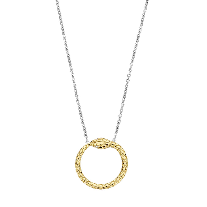 Ti Sento Yellow Gold Plated Cubic Zirconia Serpent Necklace 34071SY