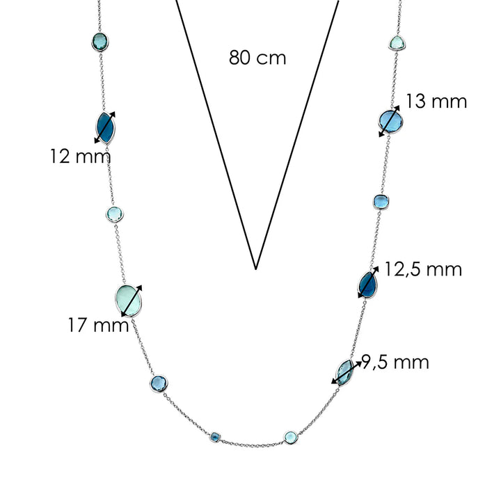 Ti Sento Dark Blue Crystal Multi Shape Long Necklace 34077DB/80 - Michael Jones Jeweller